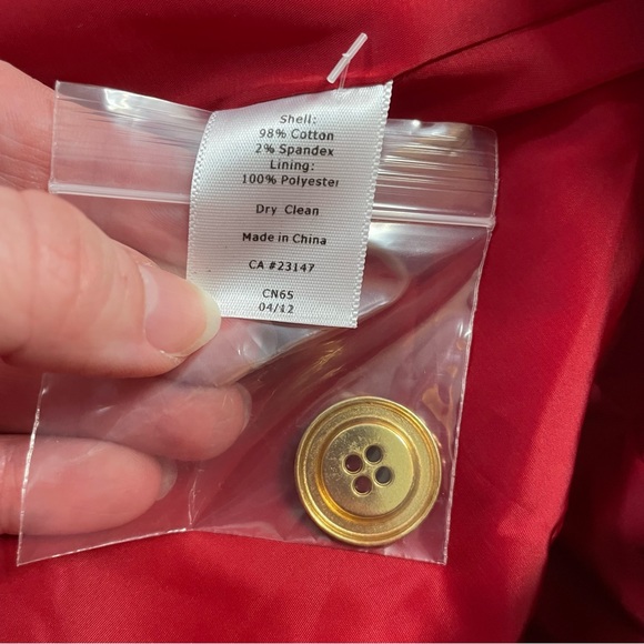 Talbots Red Corduroy Blazer Jacket NWT Size 2 Gold-Tone Buttons Horsebit Details - Picture 5 of 5